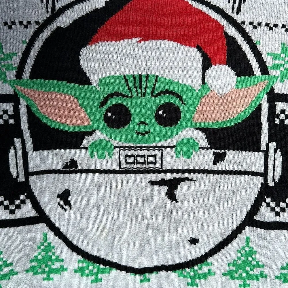 Star Wars Green Black The Mandalorian Baby Yoda Santa Hat Youth Ugly Christmas S